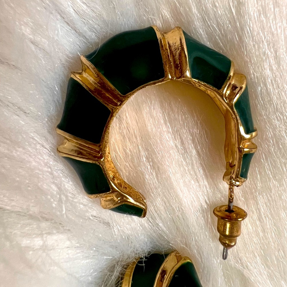 Essie Gold Huggie Hoop Earrings - Green Mix